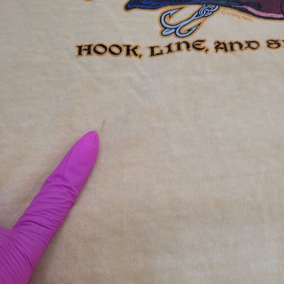 Vintage Fishing Shirt Womens Large 22x27 Yellow Hookers - Picture 16 of 16